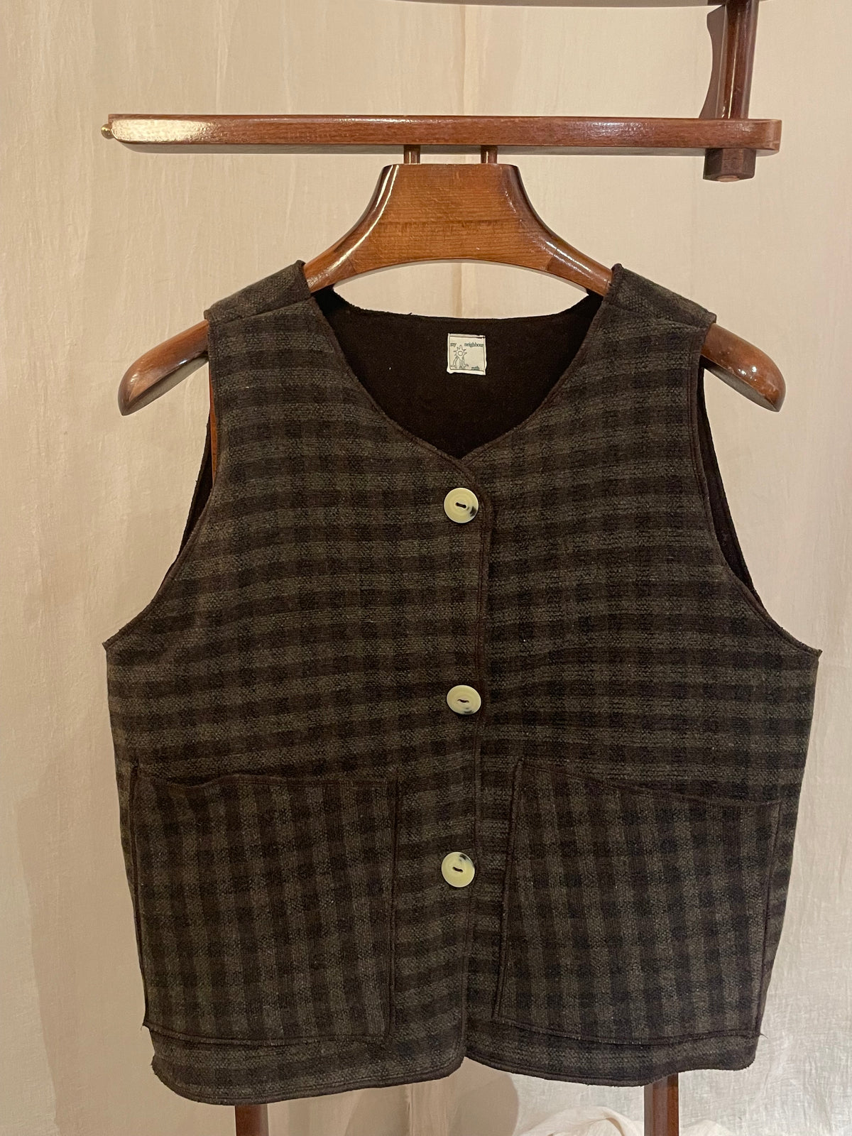 brown check grampa vest