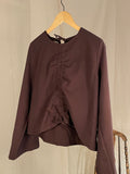 dark brown long sleeve scrunch blouse