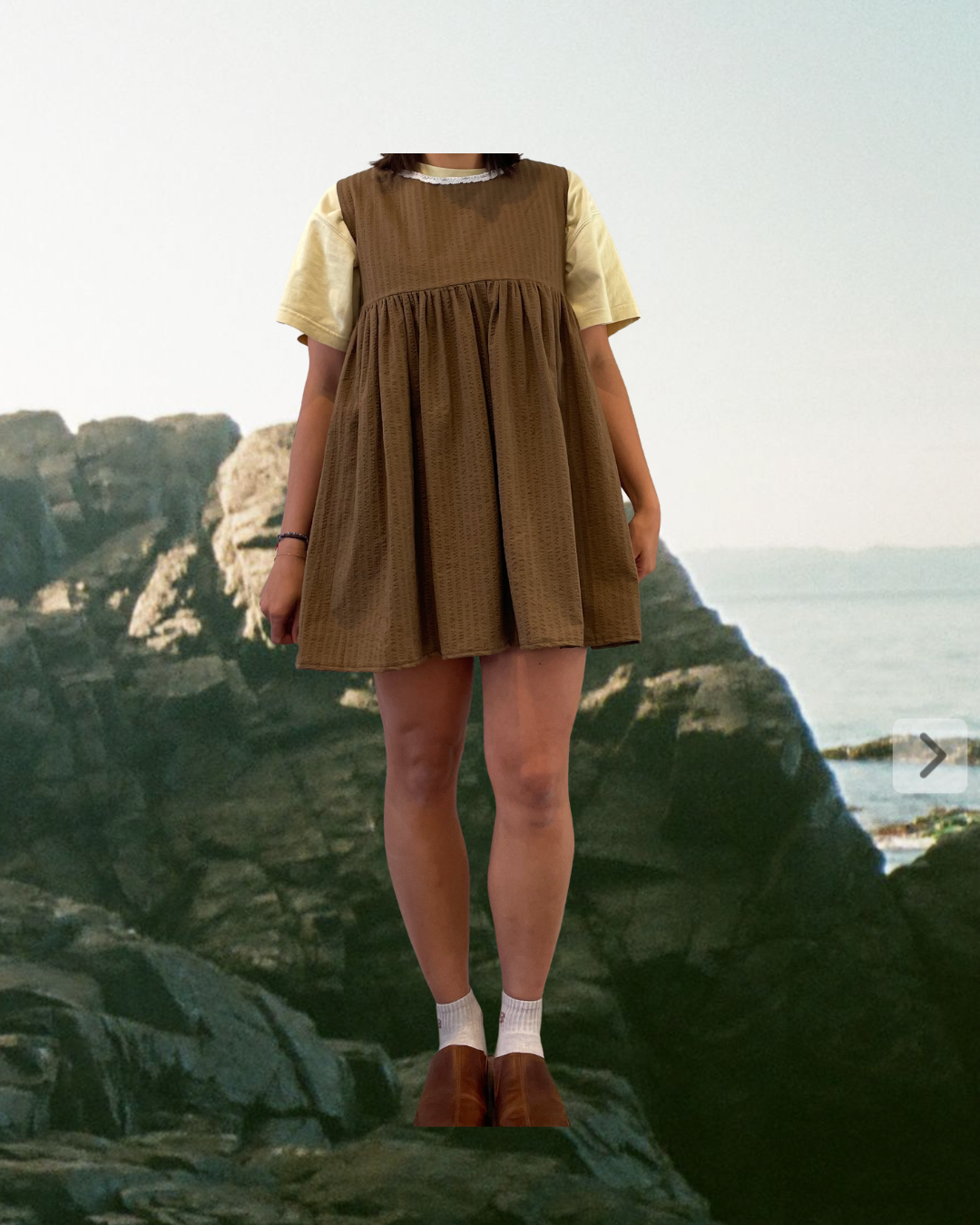 muddy cotton mini pinafore dress