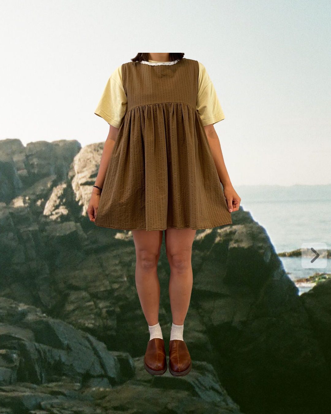 muddy cotton mini pinafore dress