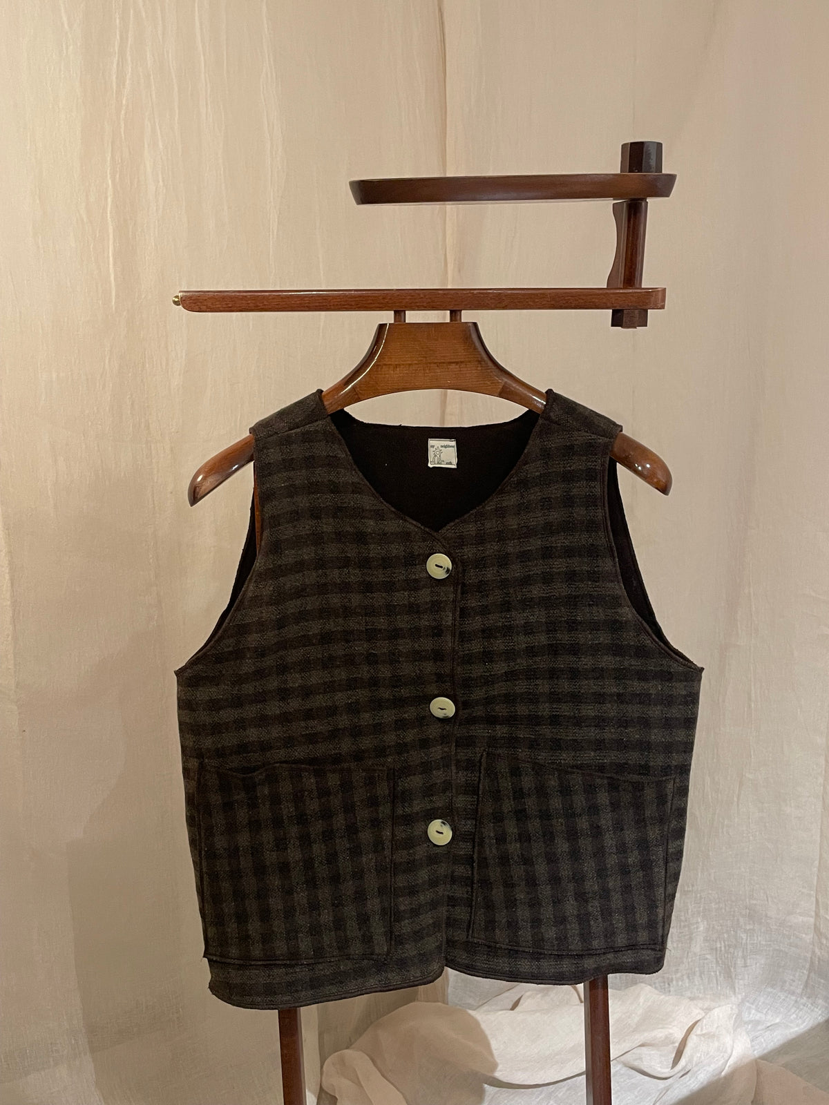 brown check grampa vest
