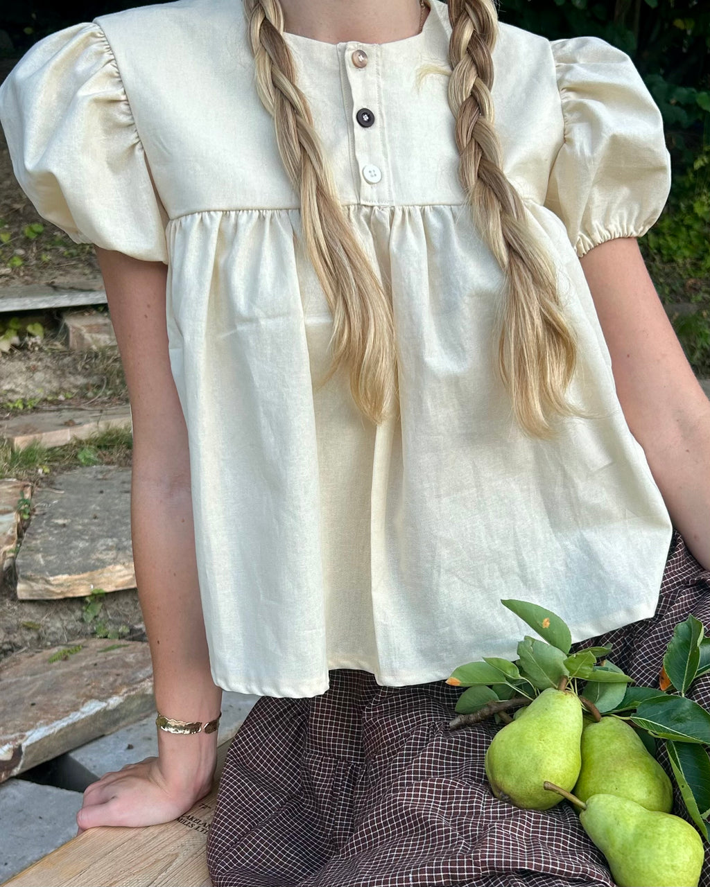 cream patty pan blouse