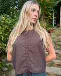 mini brown check scrunch blouse