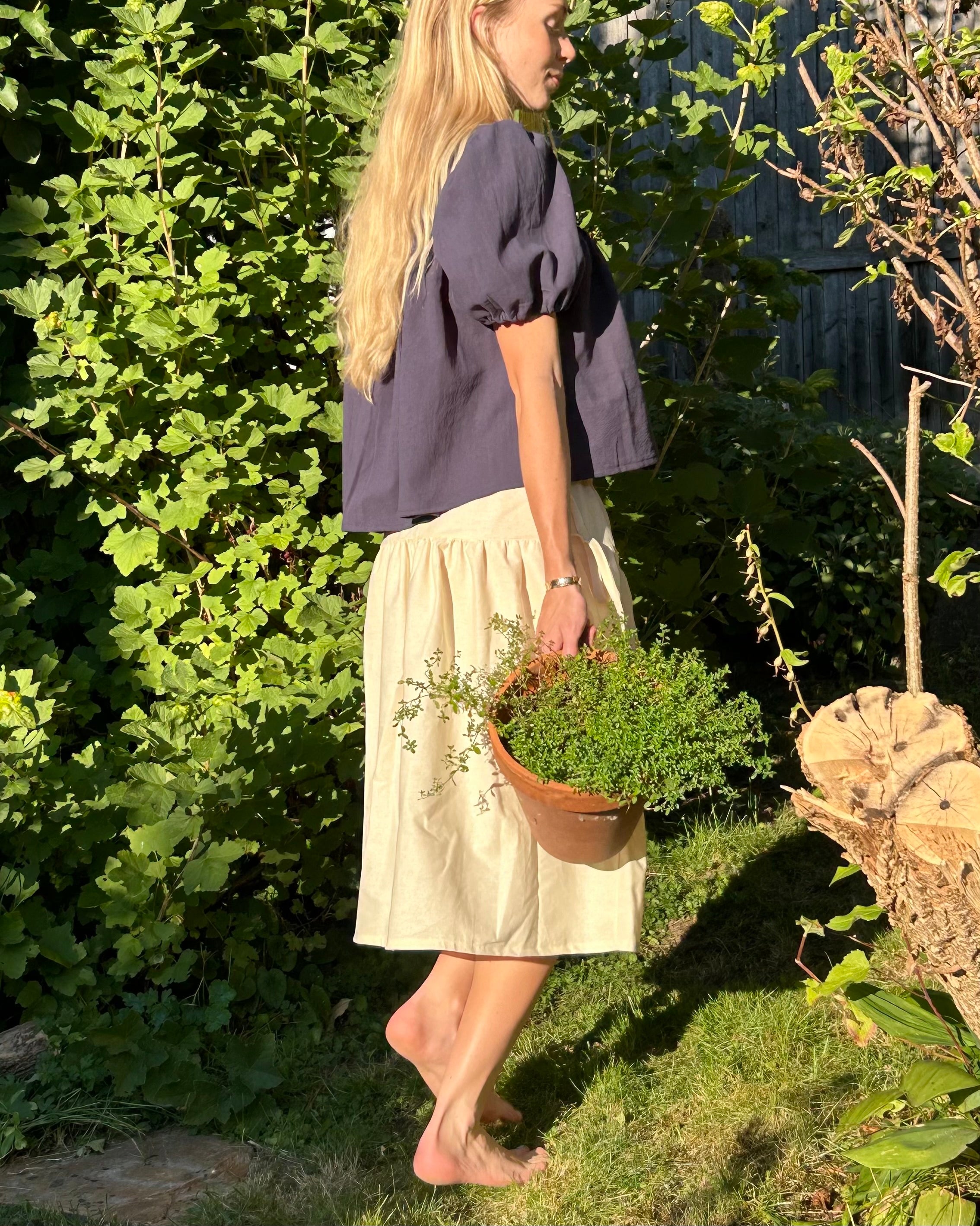 navy patty pan blouse