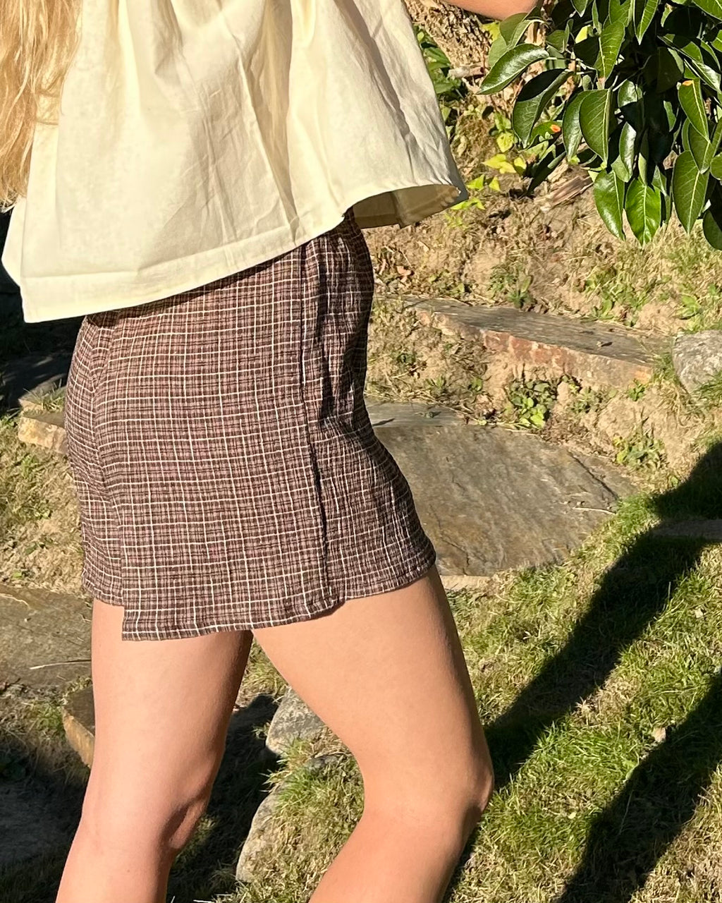 brown gingham seersucker boxer shorts