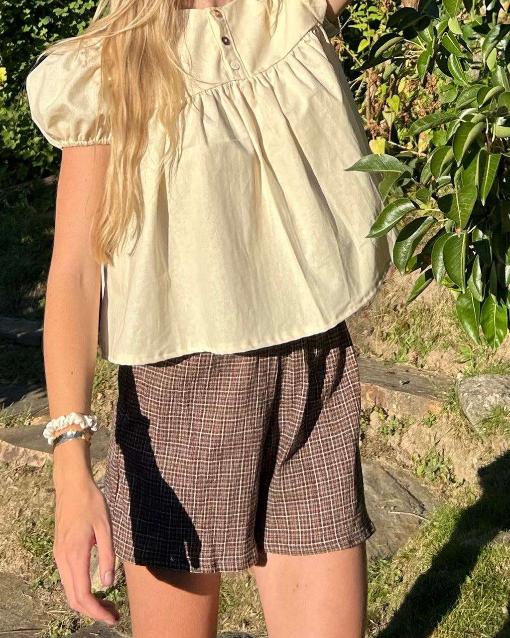 brown gingham seersucker boxer shorts