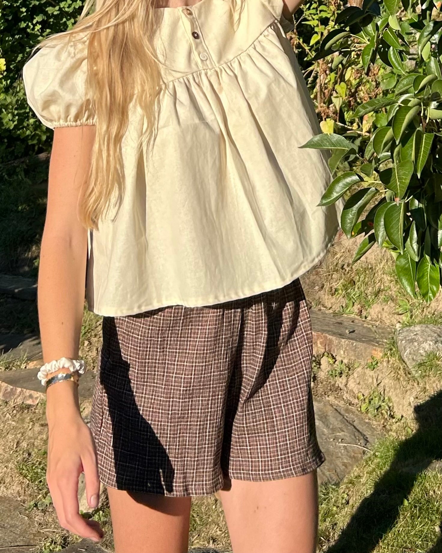 brown gingham seersucker boxer shorts