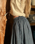 blue mini check drawstring skirt