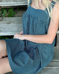blue mini check babydoll dress