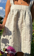 cream floral stripe babydoll dress
