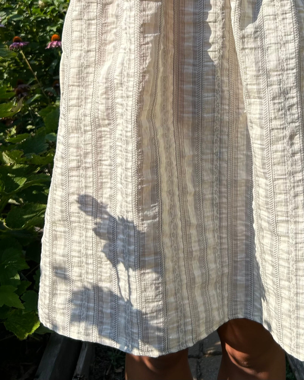 cream floral stripe babydoll dress