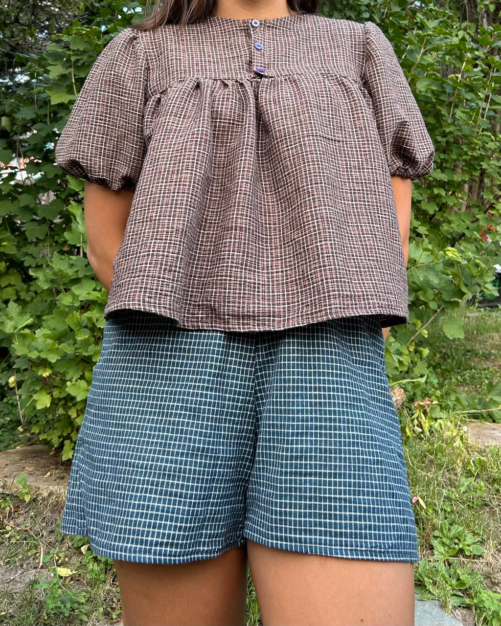 blue mini check boxer shorts