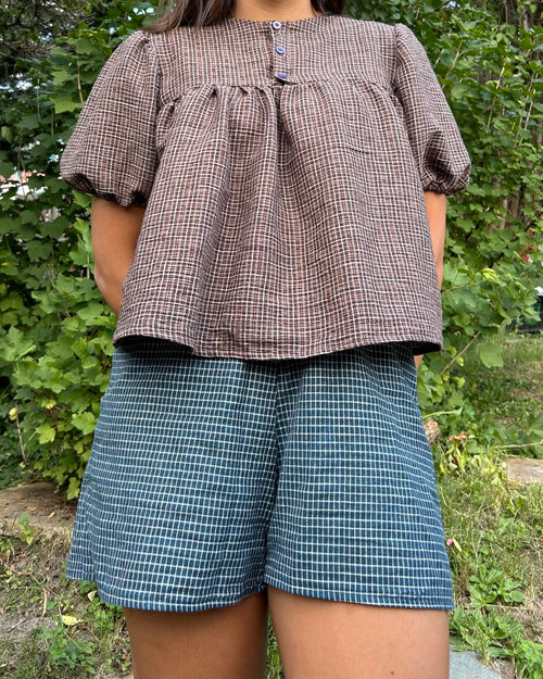 blue mini check boxer shorts