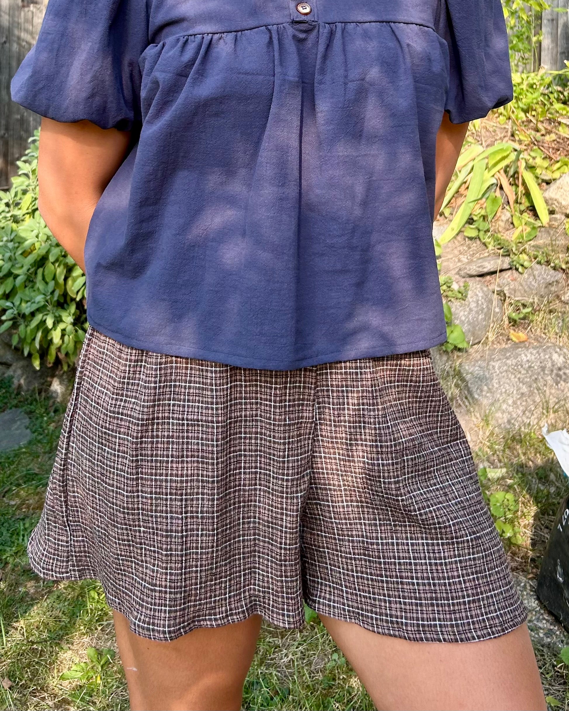 brown gingham seersucker boxer shorts
