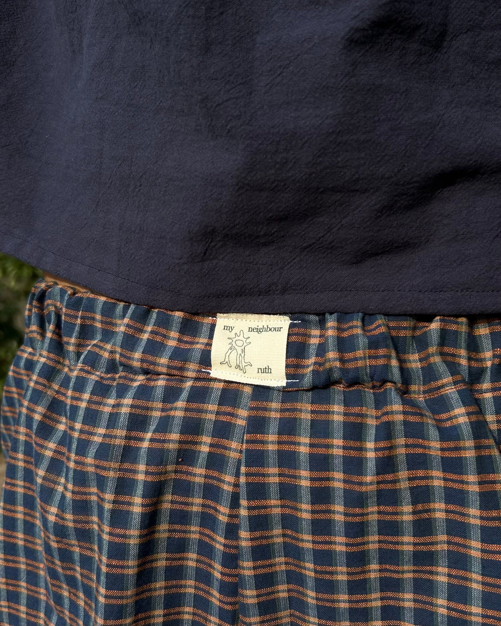 blue + orange plaid boxer shorts