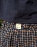 blue + orange plaid boxer shorts