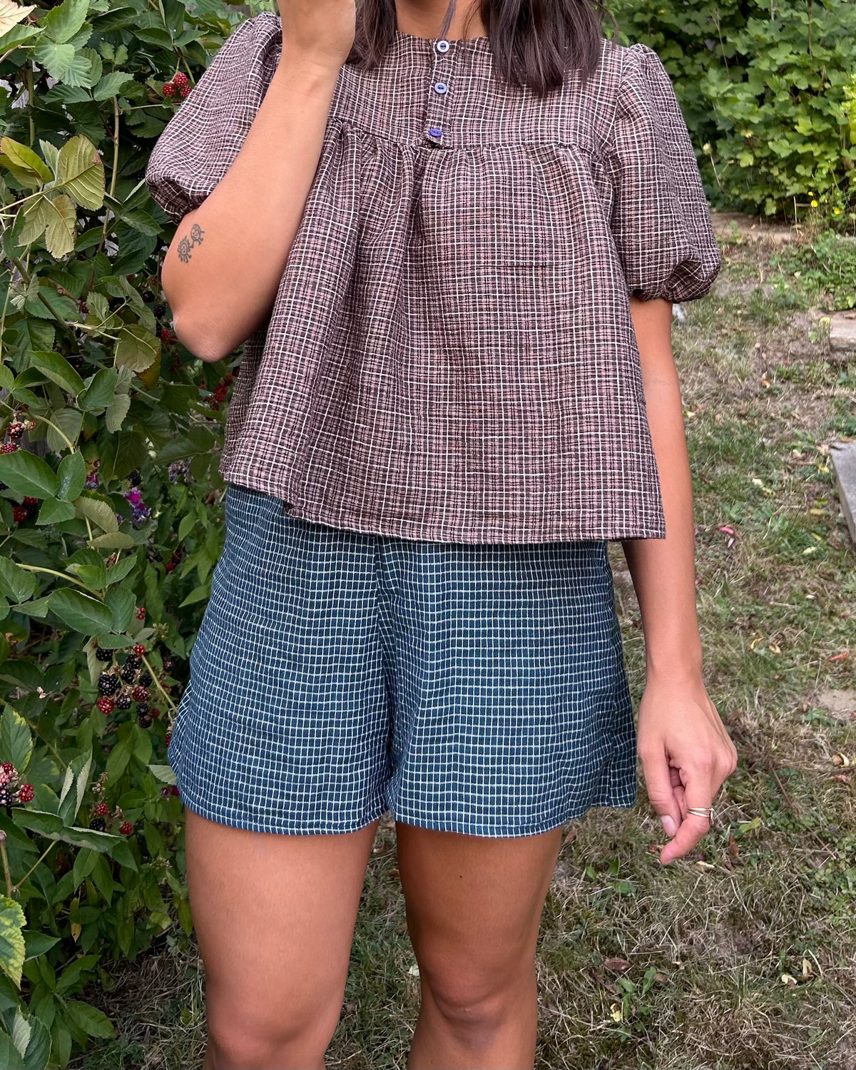 blue mini check boxer shorts