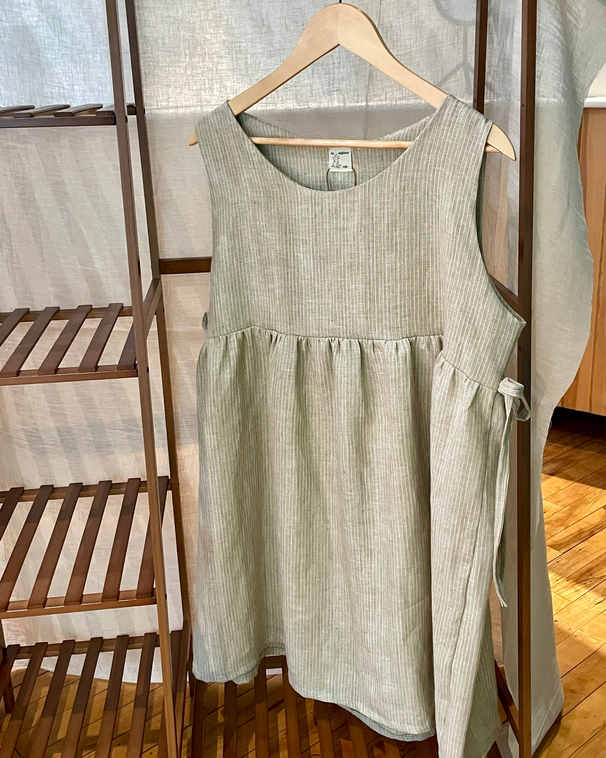 natural stripe pinafore dress