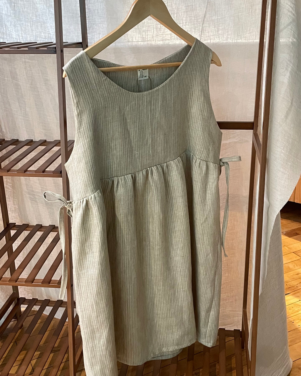 natural stripe pinafore dress