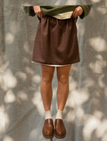 brown checkered wool skirt